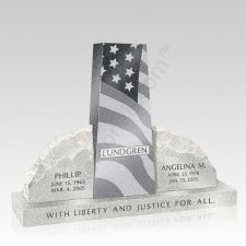 Patriotic Upright Cemetery Headstone